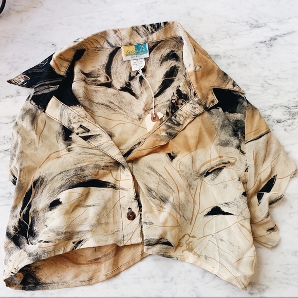 Vintage oversized cropped patterned blouse L - Picture 5 of 6